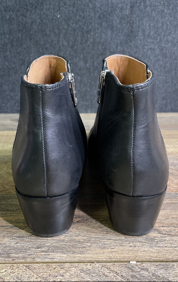 Antonio Melani Black Leather Side Zip Ankle Booties Women's Size 9
