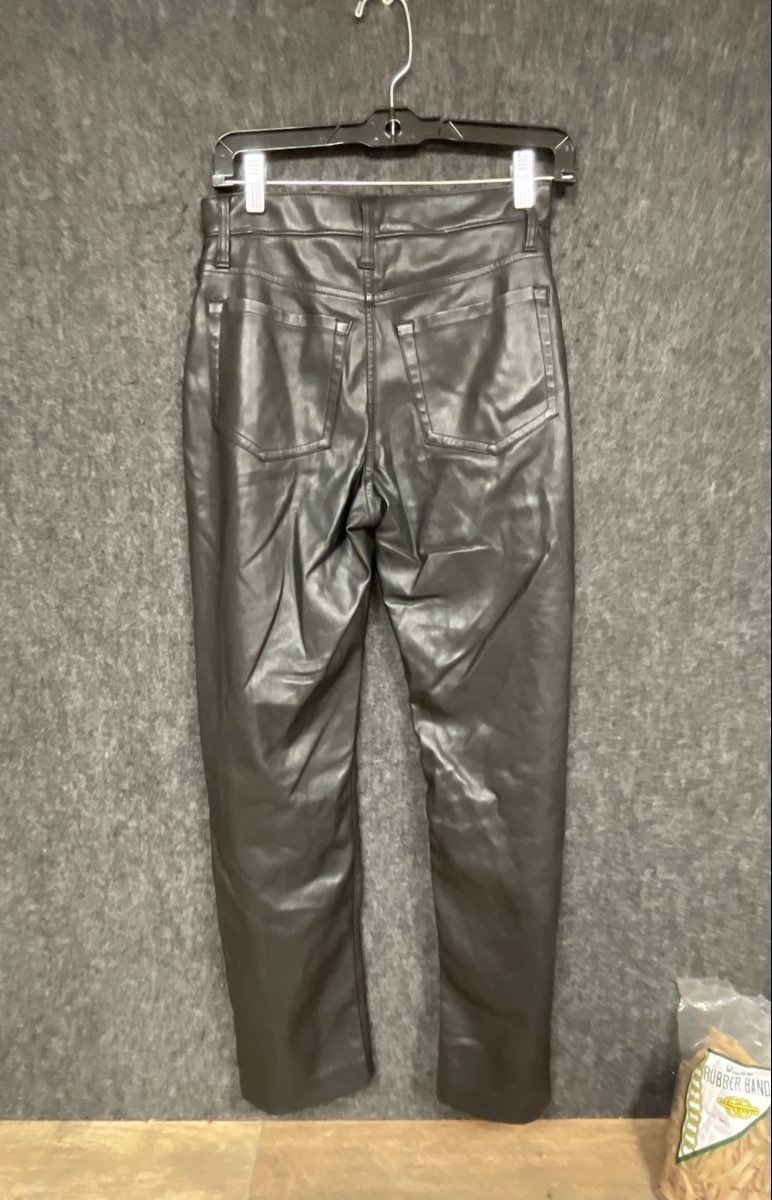 Hollister Women's Black Faux Leather High-Rise Straight Leg Pants Sz 3S W26