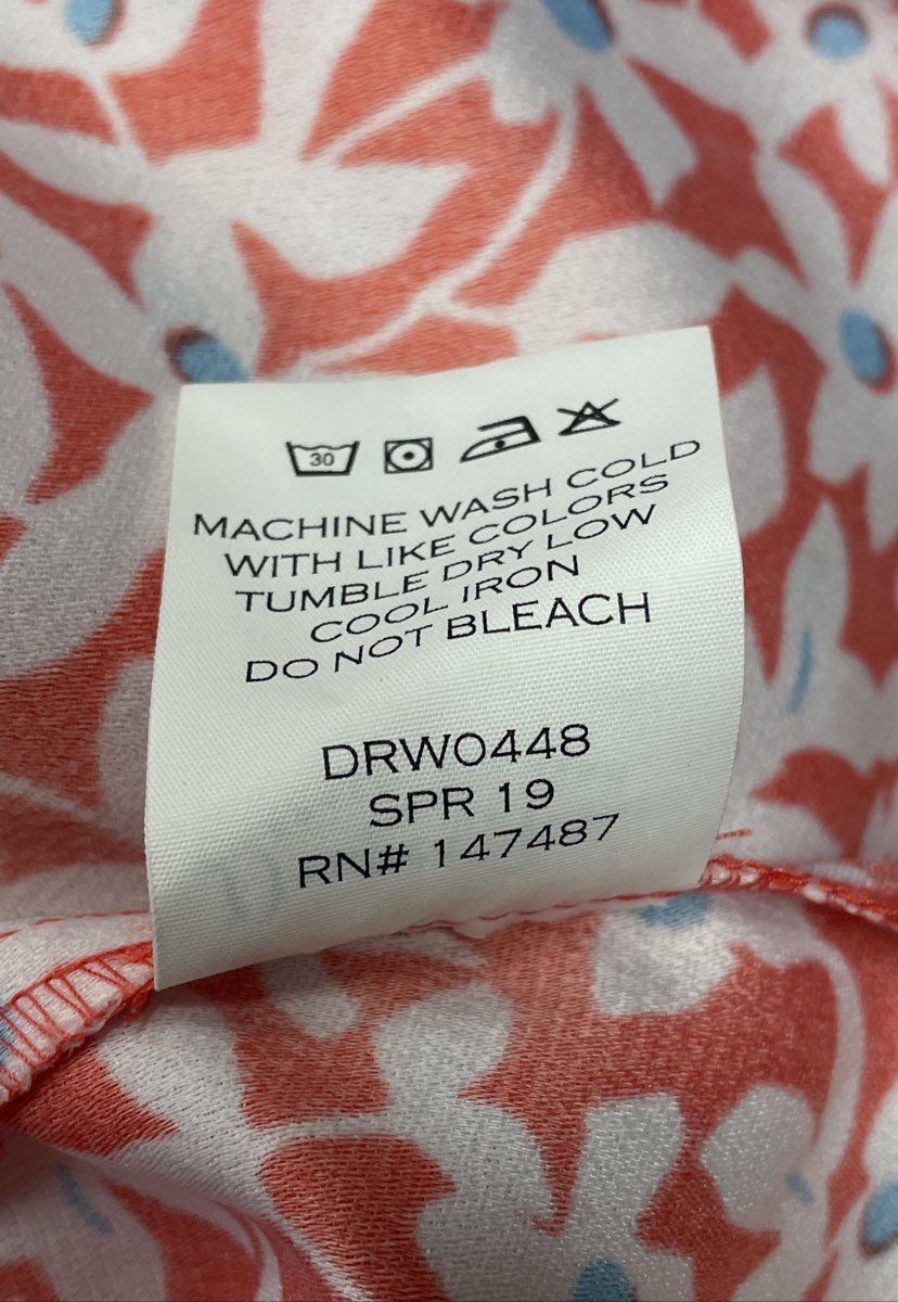 Draper James Women's Orange Floral Ruffle Bell Sleeve Shift Dress SPR 19 Sz 8