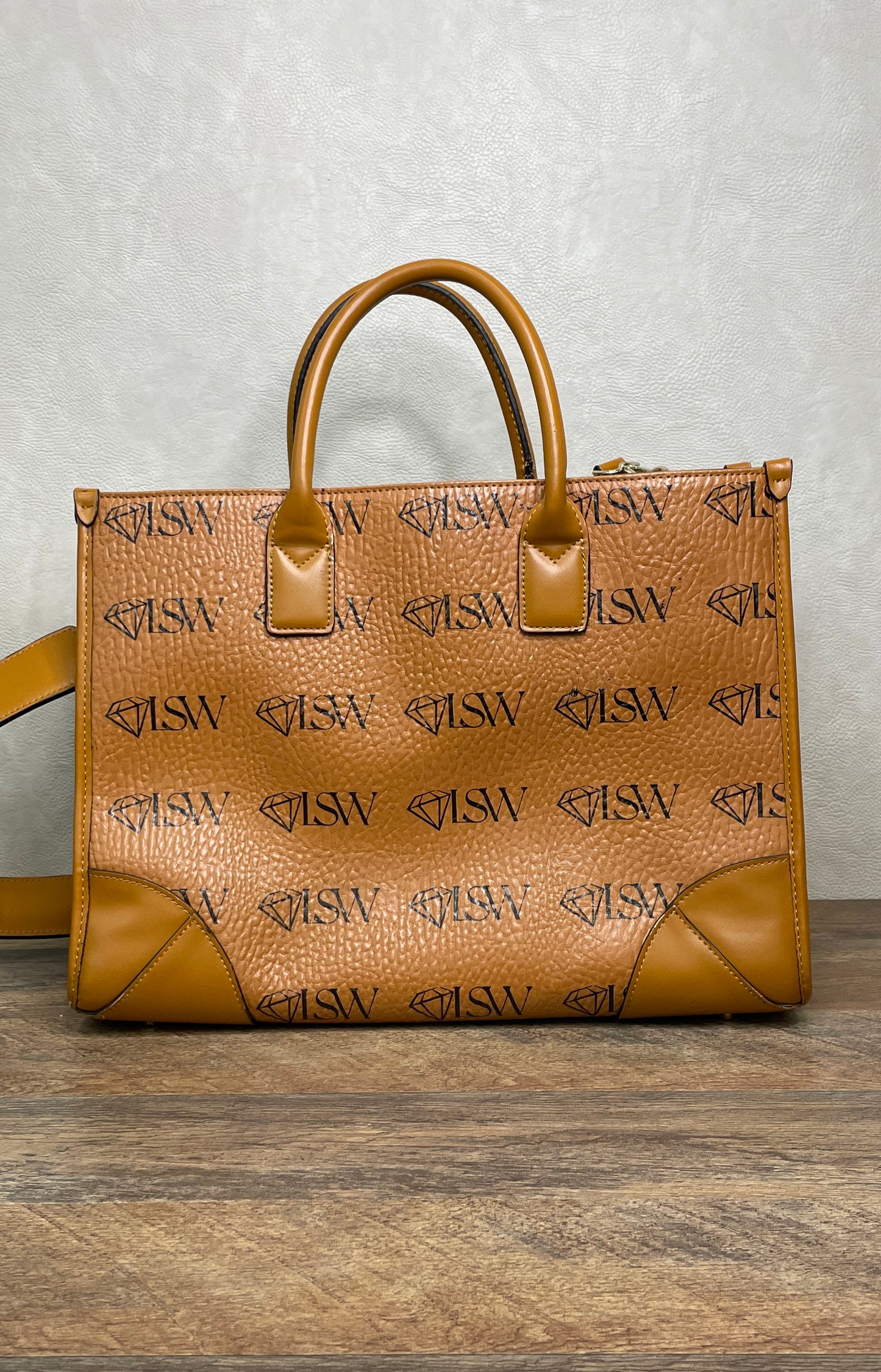 MSIW Munchen Monogram Tote Bag Tan Large Shoulder Bag