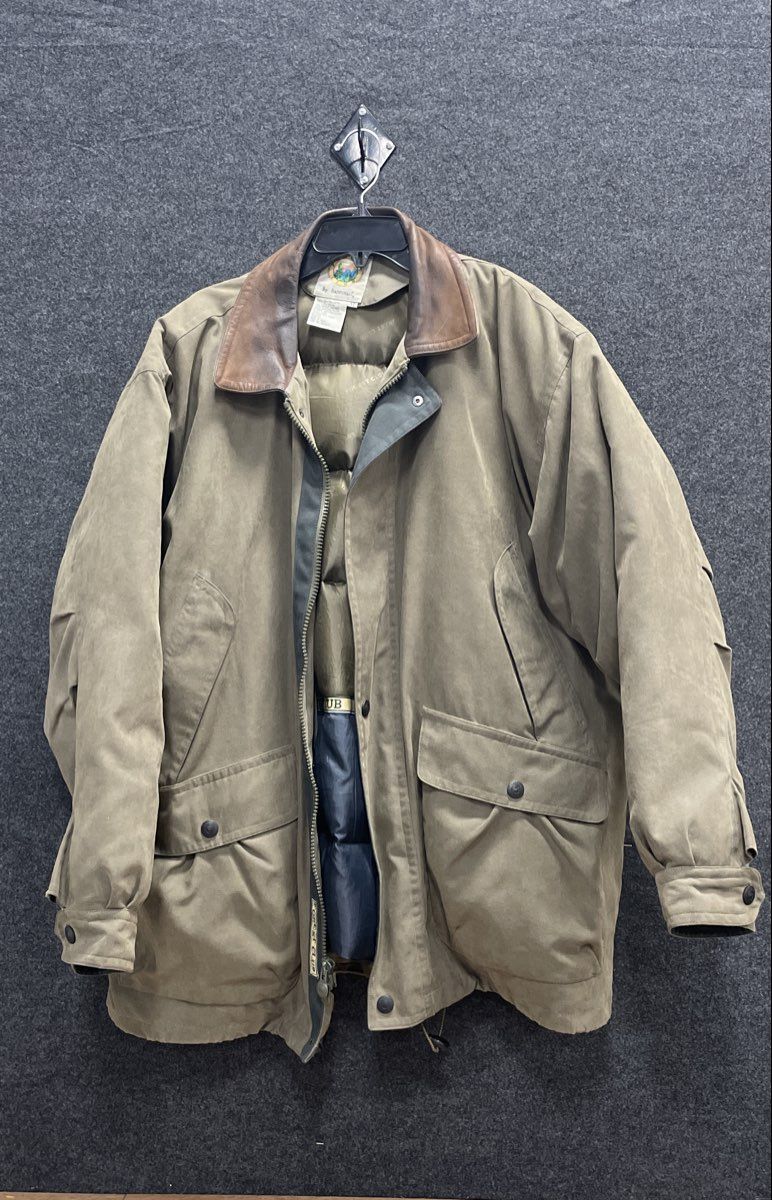 Vintage 90s Forest Club by Rainforest Down Puffer Jacket Leather Collar Sz XL