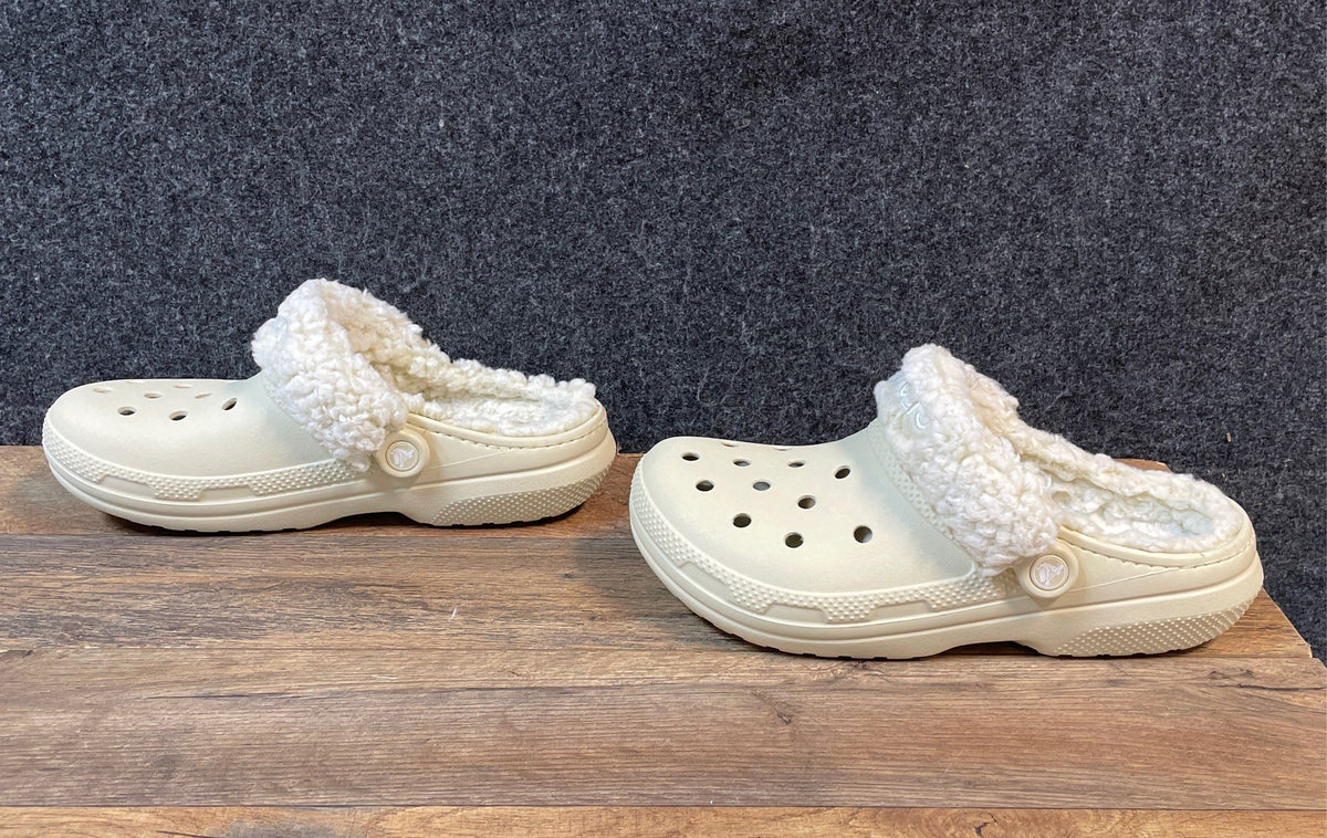 Crocs Classic Lined Clog Bone White Fuzz Lining Men's 8 Women's 10
