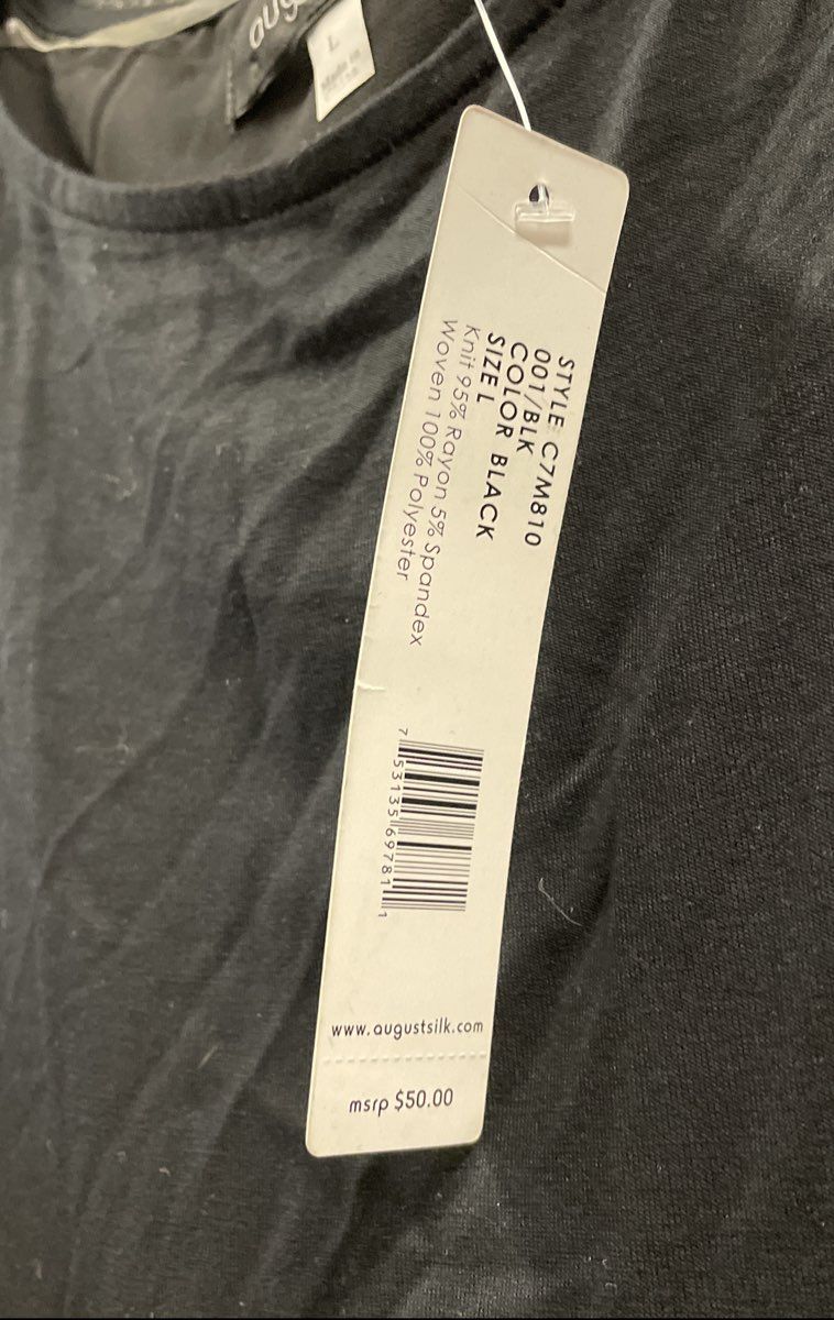 August Silk Women's NWT Black Layered Split Back Rayon Tank Top Size L