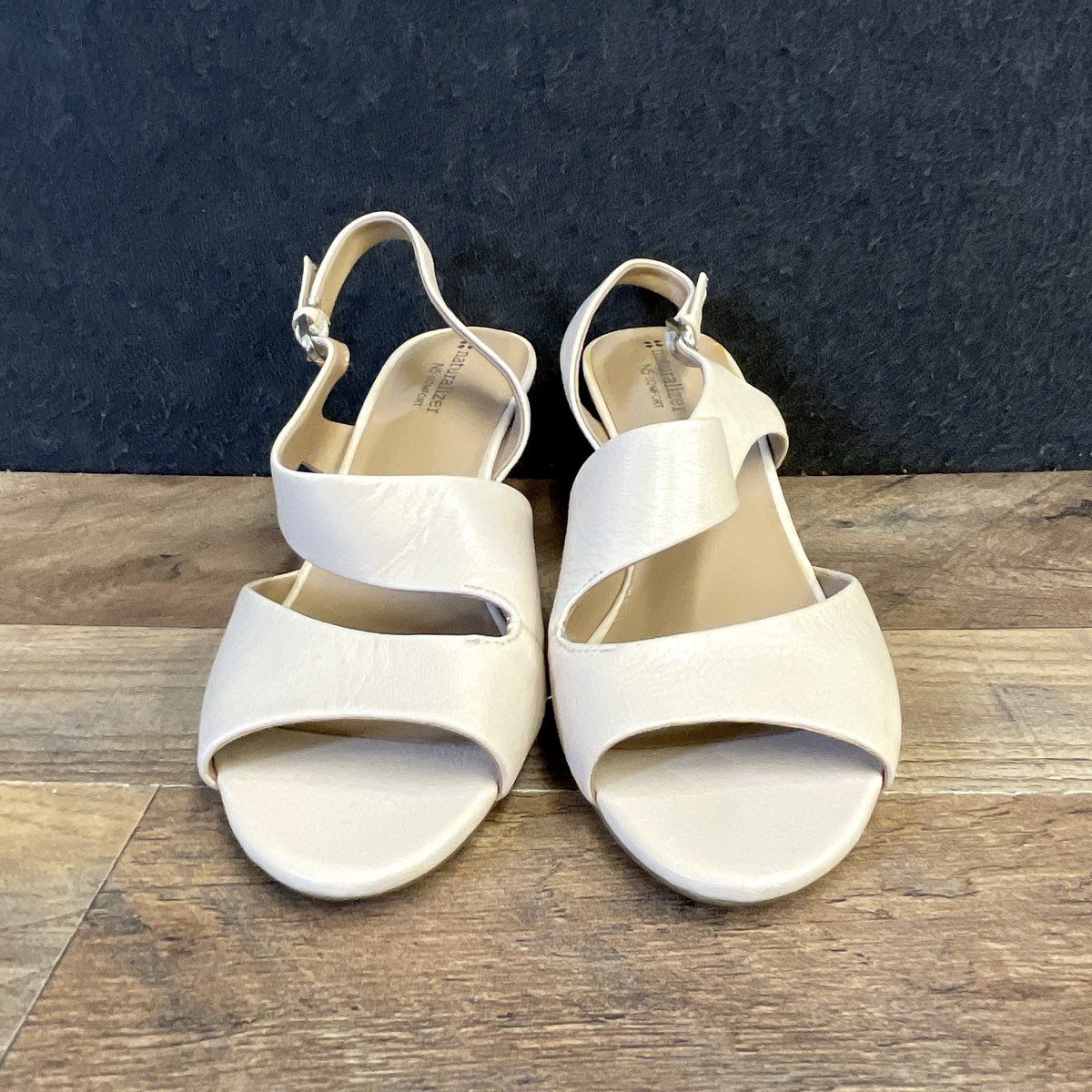 Naturalizer N5 Comfort Cream Leather Snakeskin Wedge Slingback Sandals Size 9