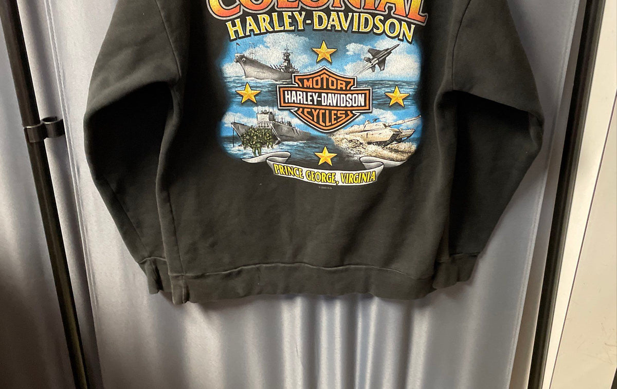 Harley-Davidson Men's Black #1 Stars Stripes Graphic Pullover Hoodie Sz L