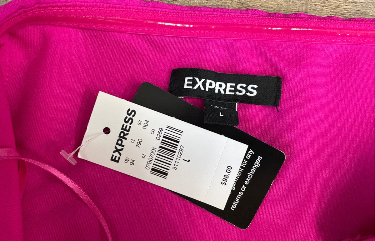 Express Women's Fuchsia Pink Strapless Wide Leg Jumpsuit NWT Sz L