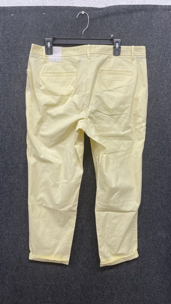 Talbots Women's Yellow Relaxed Chino Pants NWT Stretch Cotton Tapered Size 12