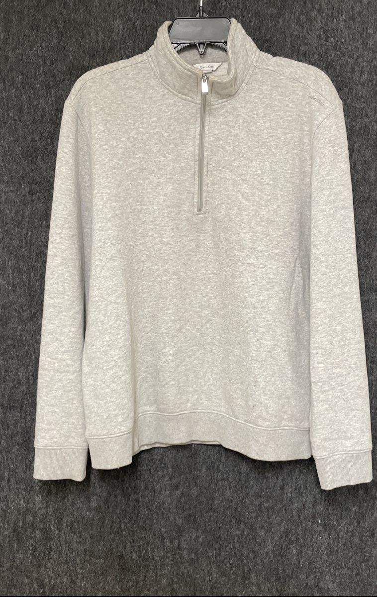 Calvin Klein Gray Quarter Zip Pullover Sweatshirt Sz M