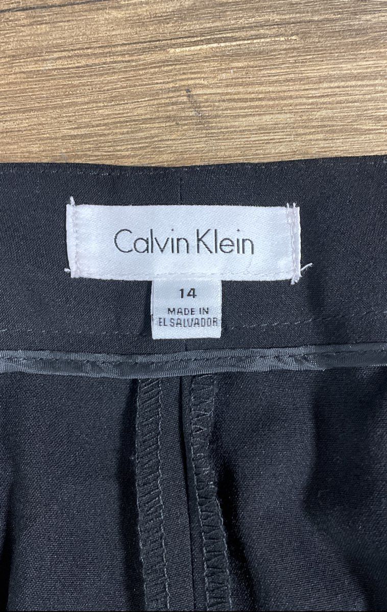 Calvin Klein Women's Black Straight Leg Dress Trousers Stretch Sz 14
