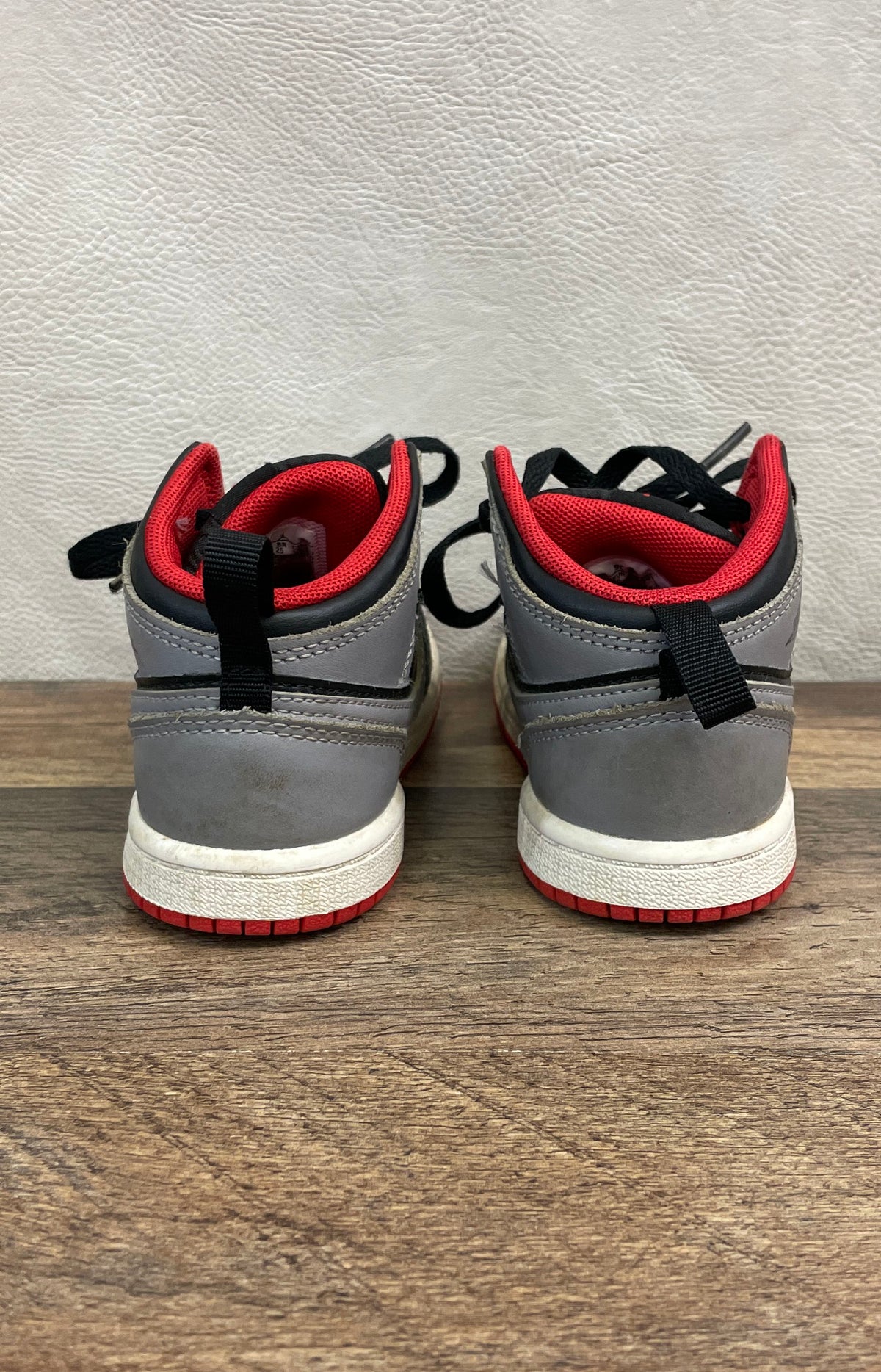 Nike Air Jordan 1 Mid Black Smoke Grey Fire Red Toddler Sneakers Size 9C