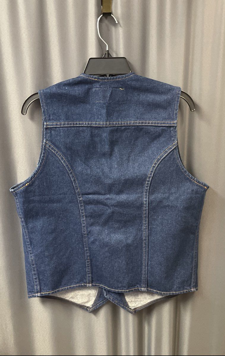 Wrangler Men's Blue Denim Authentic Western Vest W Pocket Stitch Sz M