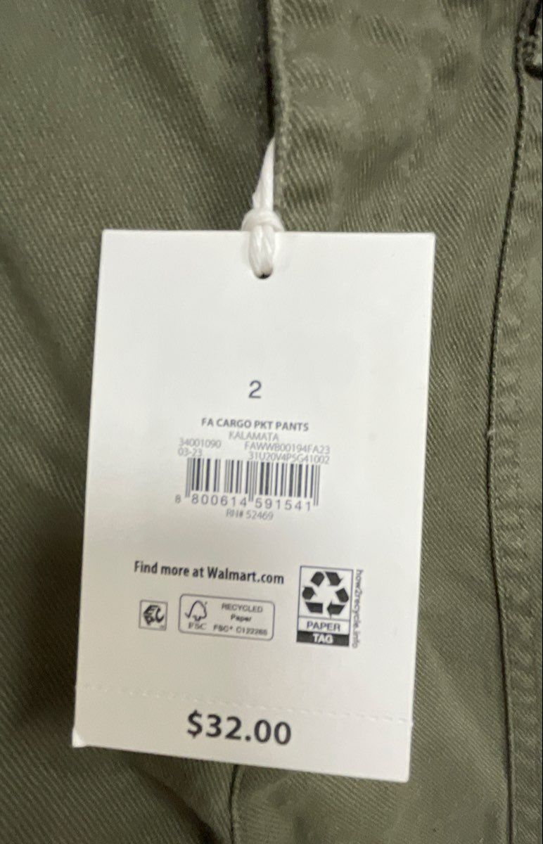 Free Assembly Women's Cargo Pocket Pants Kalamata Green Twill NWT Sz 2