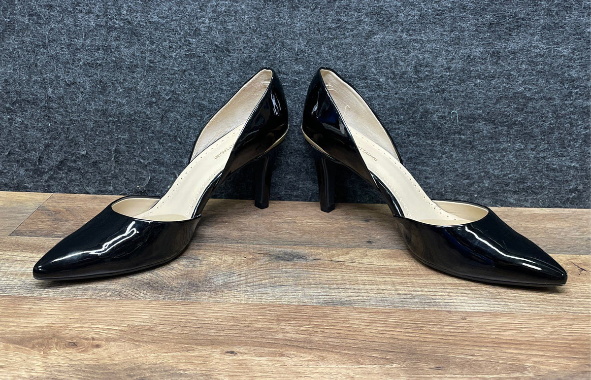 Adrienne Vittadini Black Patent D'Orsay Pointed Toe Heels Size 8