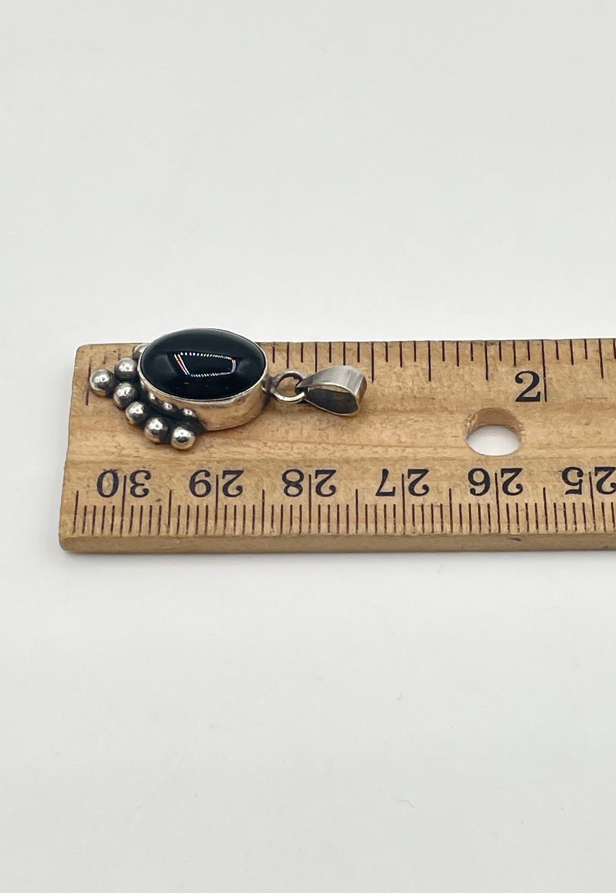 925 Sterling Silver Black Onyx Bead Cluster Accent Pendant 5.8g