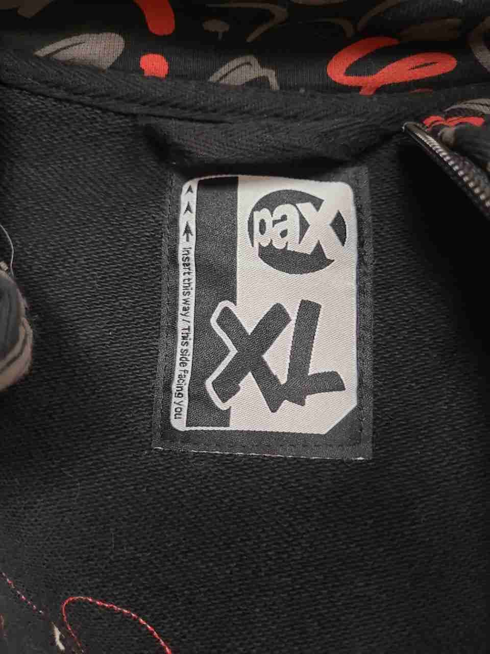 PAX Men's Full Zip Hoodie Black Gray Orange Graffiti Spray Can Art Streetwear XL