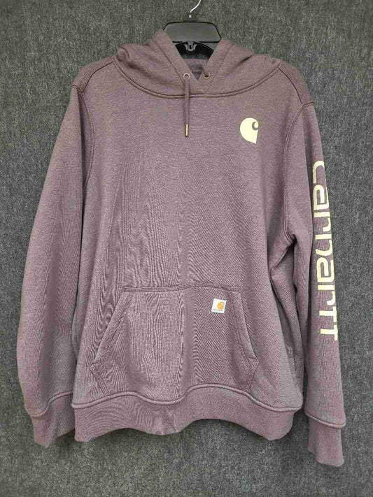 Carhartt Women's Heathered Purple Clarksburg Graphic Sleeve Relaxed Hoodie XL