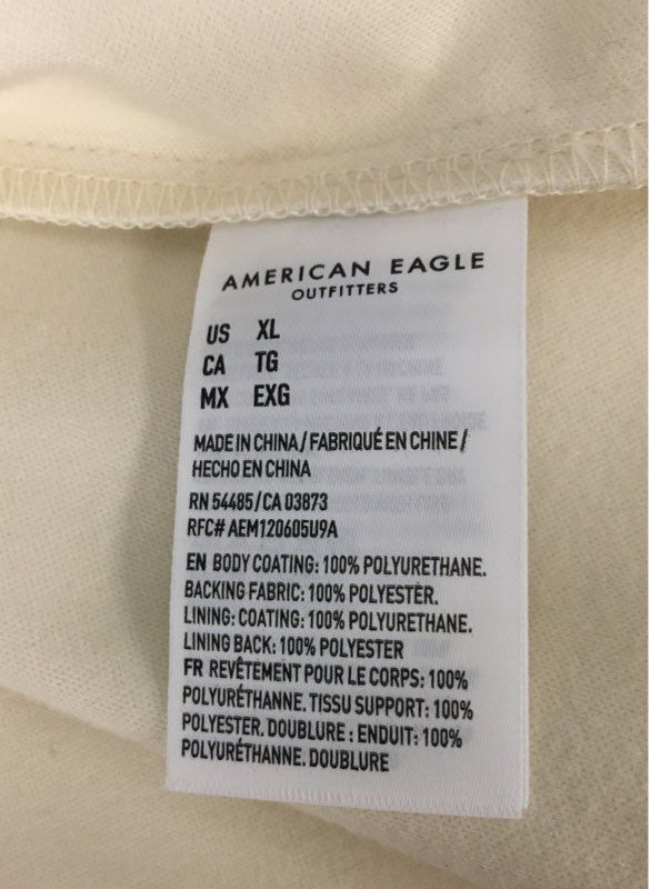 American Eagle Women's Cream Faux Leather Oversized Button Down Shacket Sz XL
