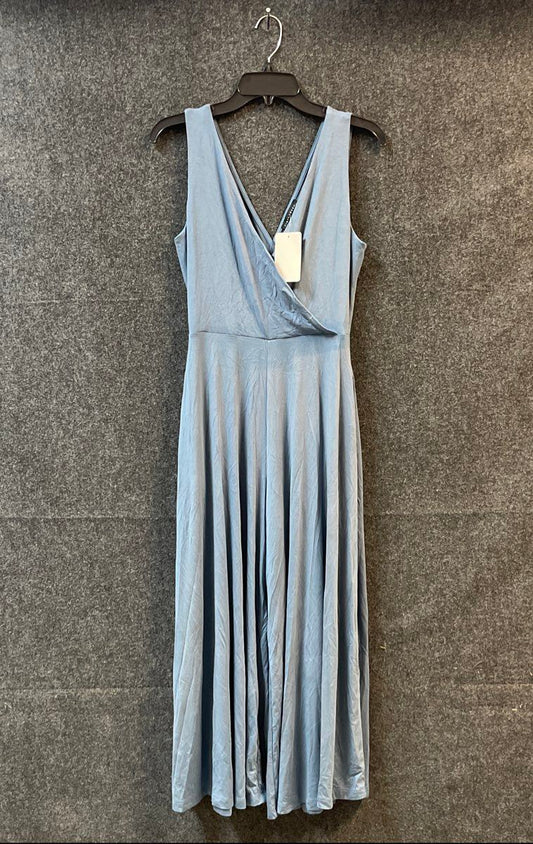 Final Touch Women's Blue Surplice Wide Leg Jumpsuit Romper NWT Sz L