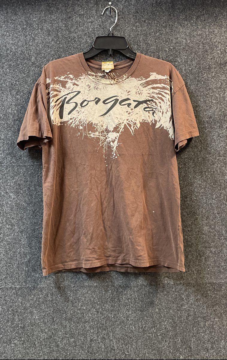 Borgata Men's T-Shirt Brown Graphic Logo Distressed Splatter Size XL