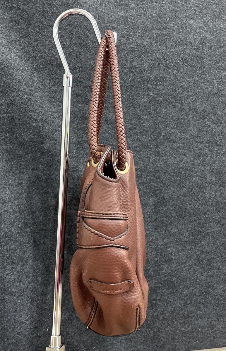 Cole Haan Brown Pebbled Leather Braided Handle Large Shoulder Bag Handbag