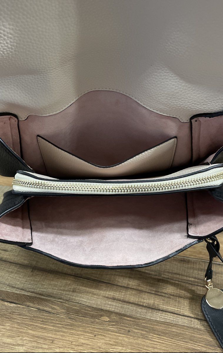 Perfectly Posh Black Cream Pebbled Convertible Backpack Handbag Gold Hardware