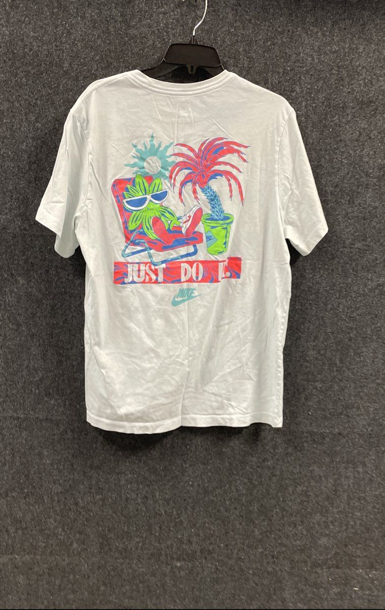 Nike Men's White Just Do It Tropical Beach Graphic T-Shirt Size XL