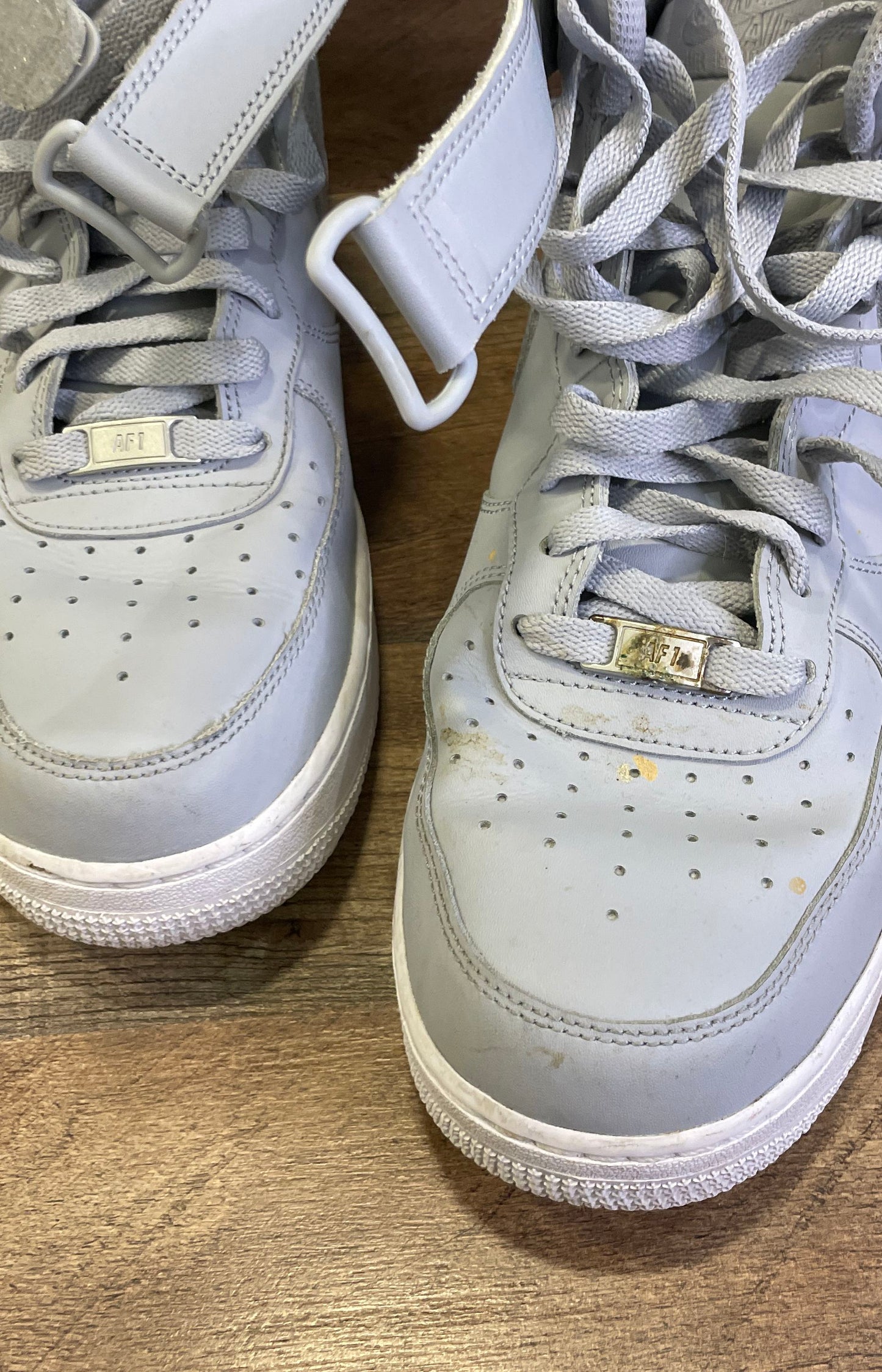 Nike Air Force 1 Mid Wolf Grey White Leather Sneakers Men's Size 11