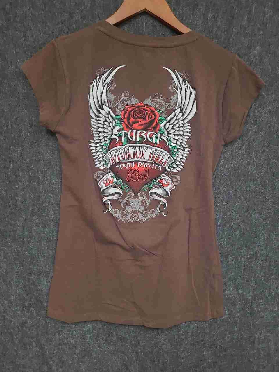 Sturgis Motorcycle Rally 2023 Women's Brown 83rd Anniversary Graphic Tee XL