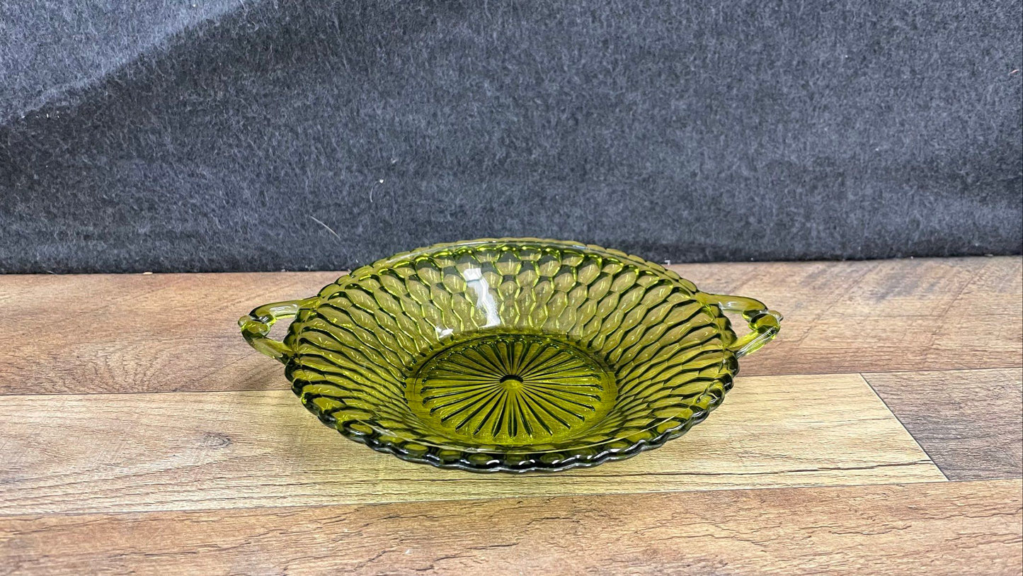 Vintage Style Indiana Glass Relish Green Dish
