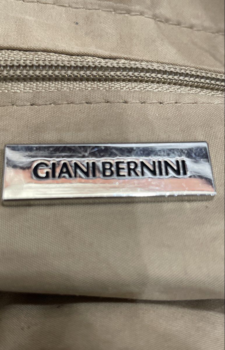 Giani Bernini Grey Pebbled Leather Shoulder Bag Tote Silver Hardware