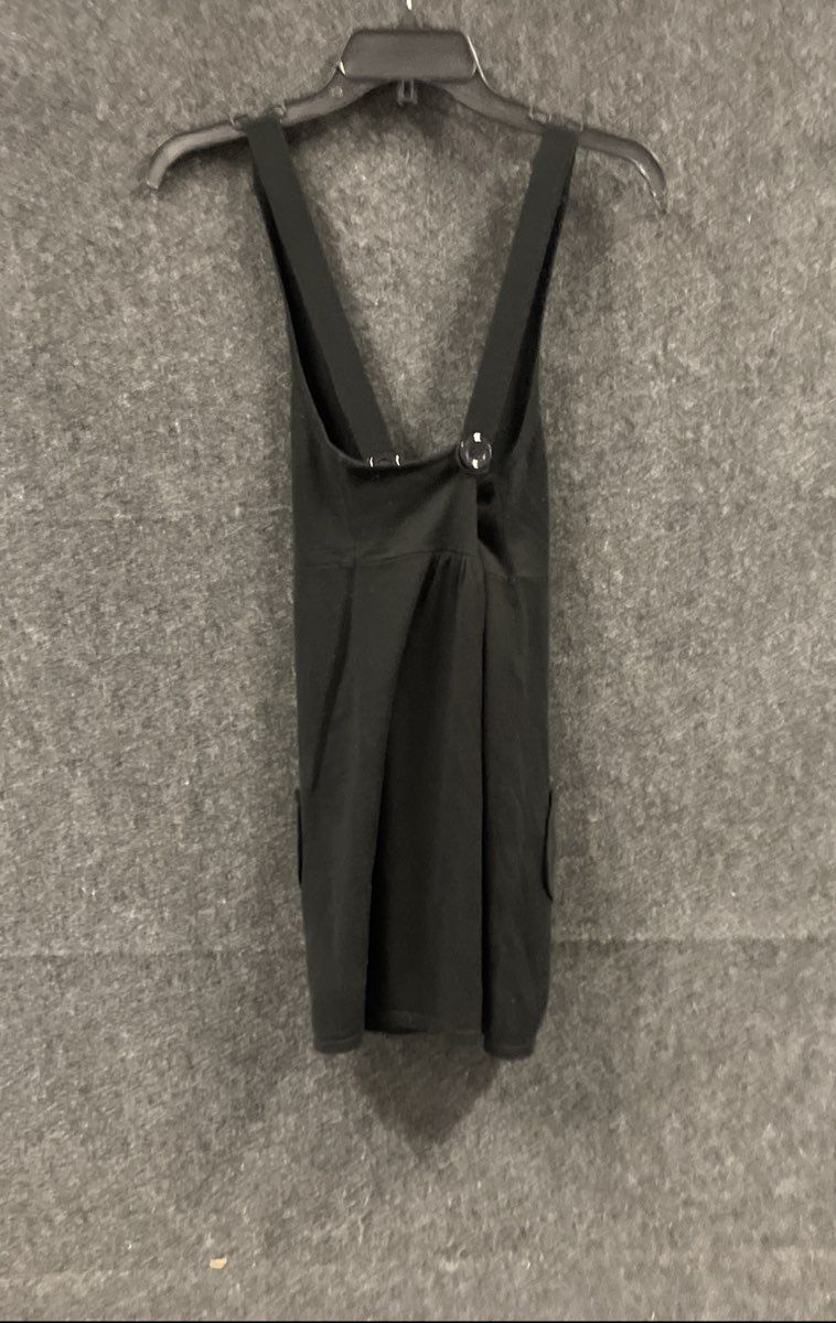 It's Our Time Women's Black Knit Pinafore Jumper Dress Button Front Bib Sz M