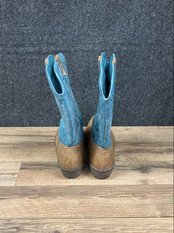 Coconuts Gaucho Tan Turquoise Blue Western Cowboy Boots Women's Size 9M