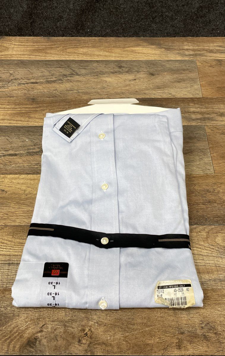 Member's Mark Men's Blue Pinpoint Oxford Dress Shirt NWT Size L 16-33