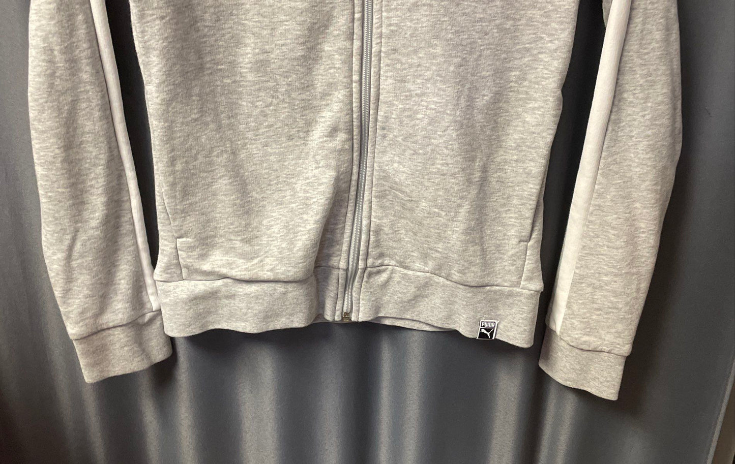 Puma Women's Full Zip Track Jacket Gray Heather White Raglan Sleeve Size S