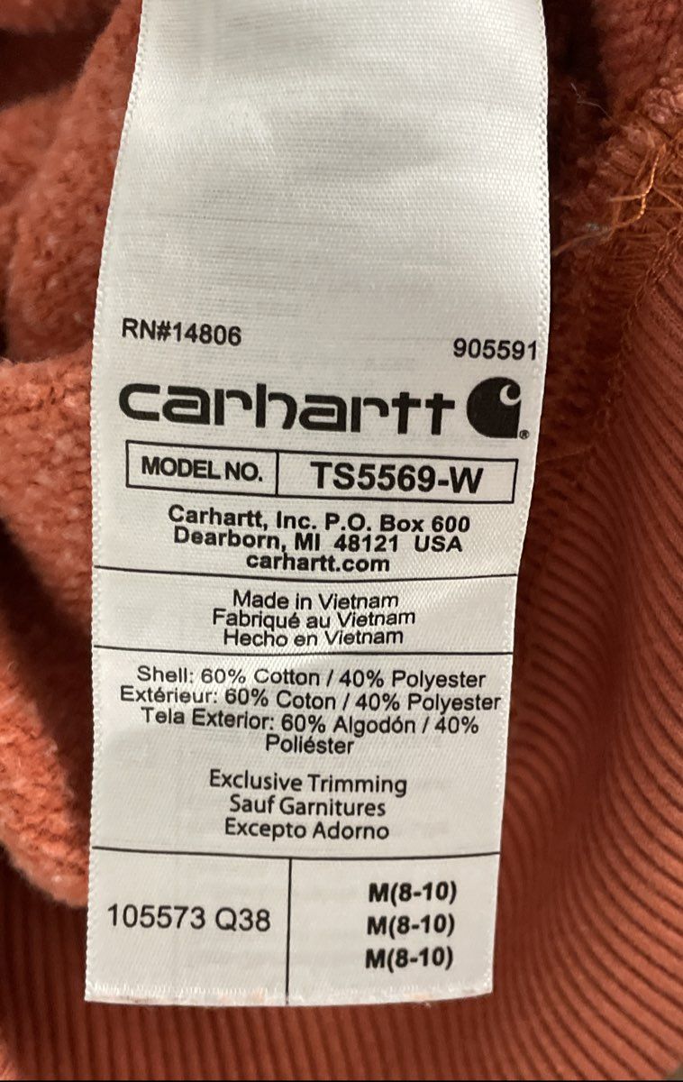 Carhartt Men's Orange Loose Fit Midweight Force Hooded Hoodie 105573 Sz M