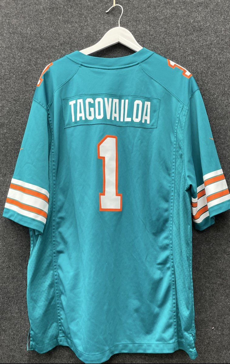 Nike Men's Miami Dolphins Tua Tagovailoa Aqua NFL On Field Game Jersey Sz XXL