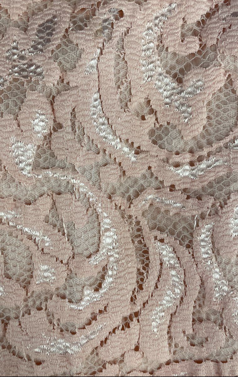 Marina Women's Peach Pink Lace Tiered Long Sleeve Sash Dress Sz 4