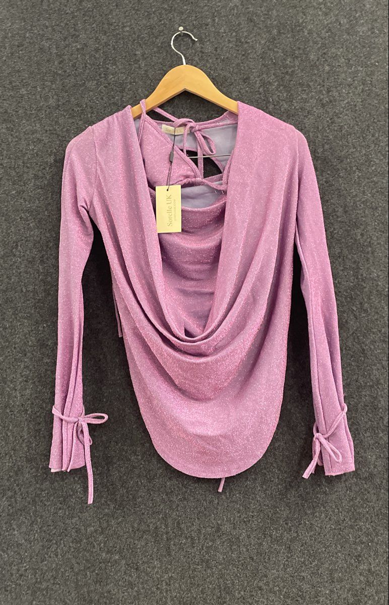 Sorelle UK 3-Pc Set Pink Glitter Shrug Halter Top Ruched Skirt Sz XS NWT