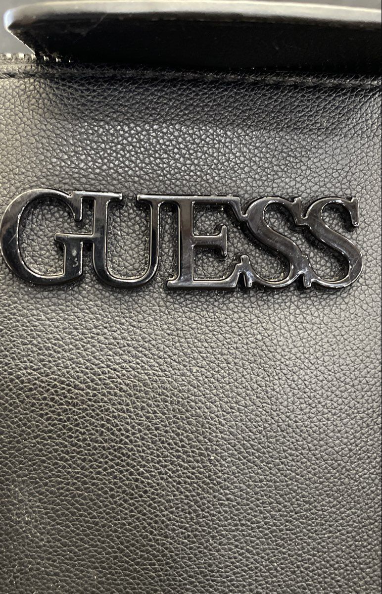 Guess Black Leather Satchel Handbag Top Handle Purse Gunmetal Hardware