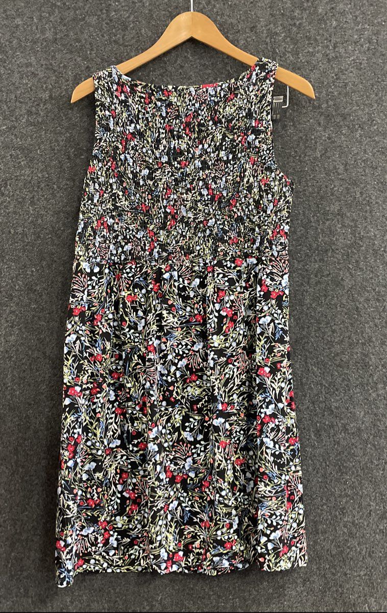 J. Jill Women's Wearever Collection Floral Smocked Back Sleeveless Dress MP NWT