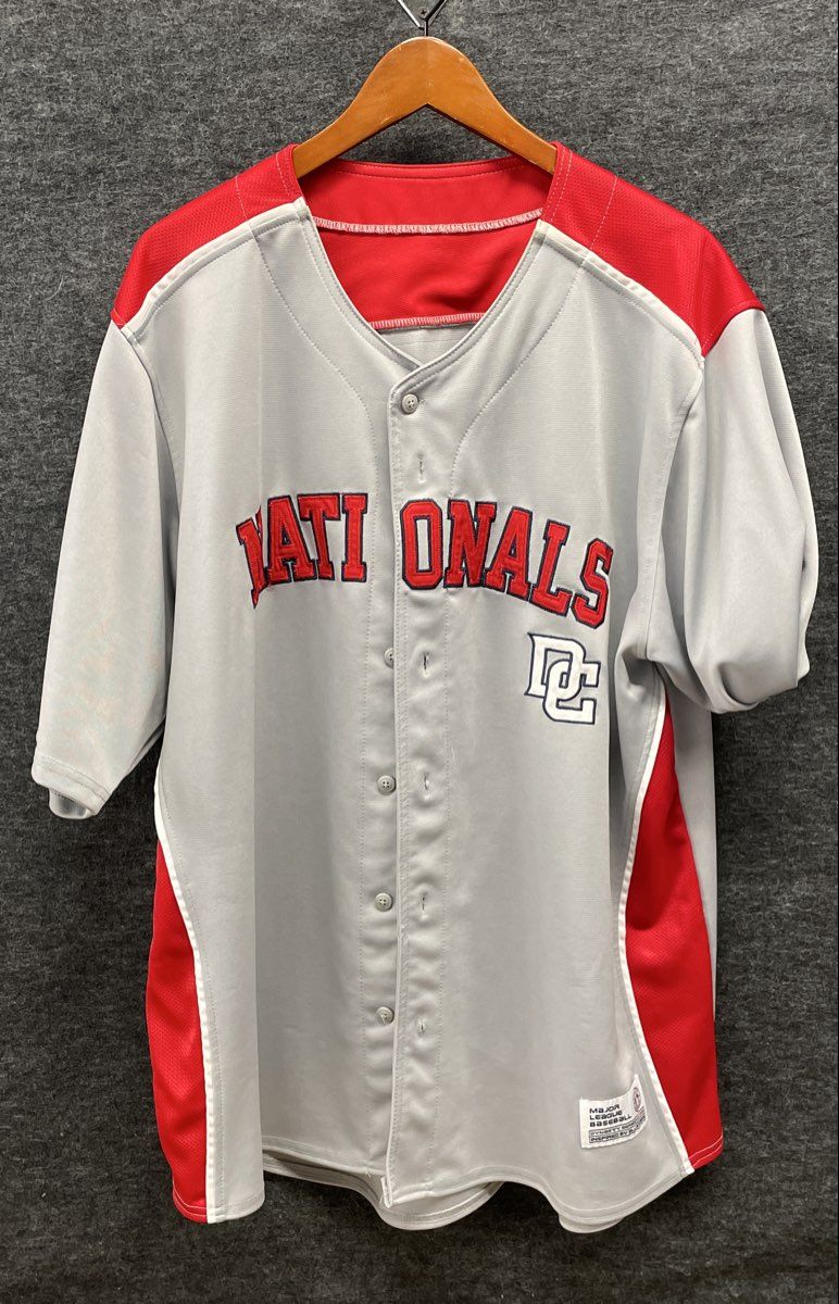 Dynasty Men's Washington Nationals MLB Baseball Jersey Grey Red Sz 2XL