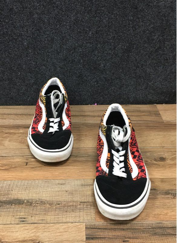 Vans Old Skool Logo Flame Black Skate Sneakers Men's 7 / Women's 8.5