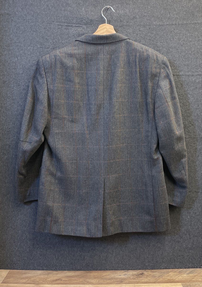 Jos. A. Bank Men's Gray Herringbone Windowpane Silk Wool Blazer 44