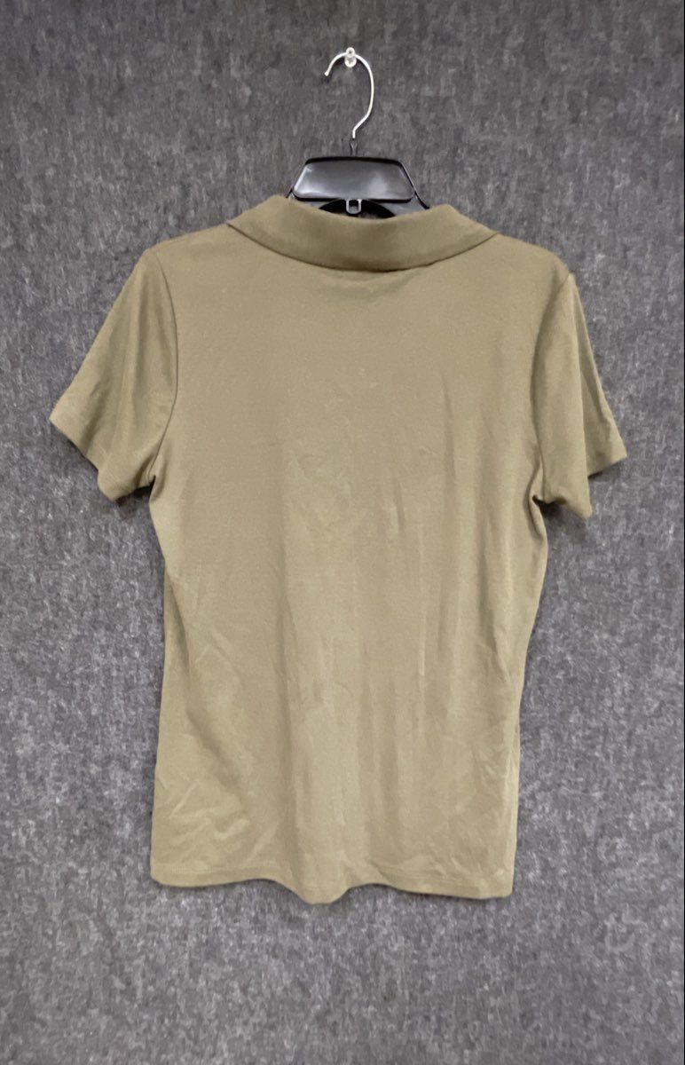 Calvin Klein Women's Olive Green V-Neck Short Sleeve Polo Shirt NWT Sz M