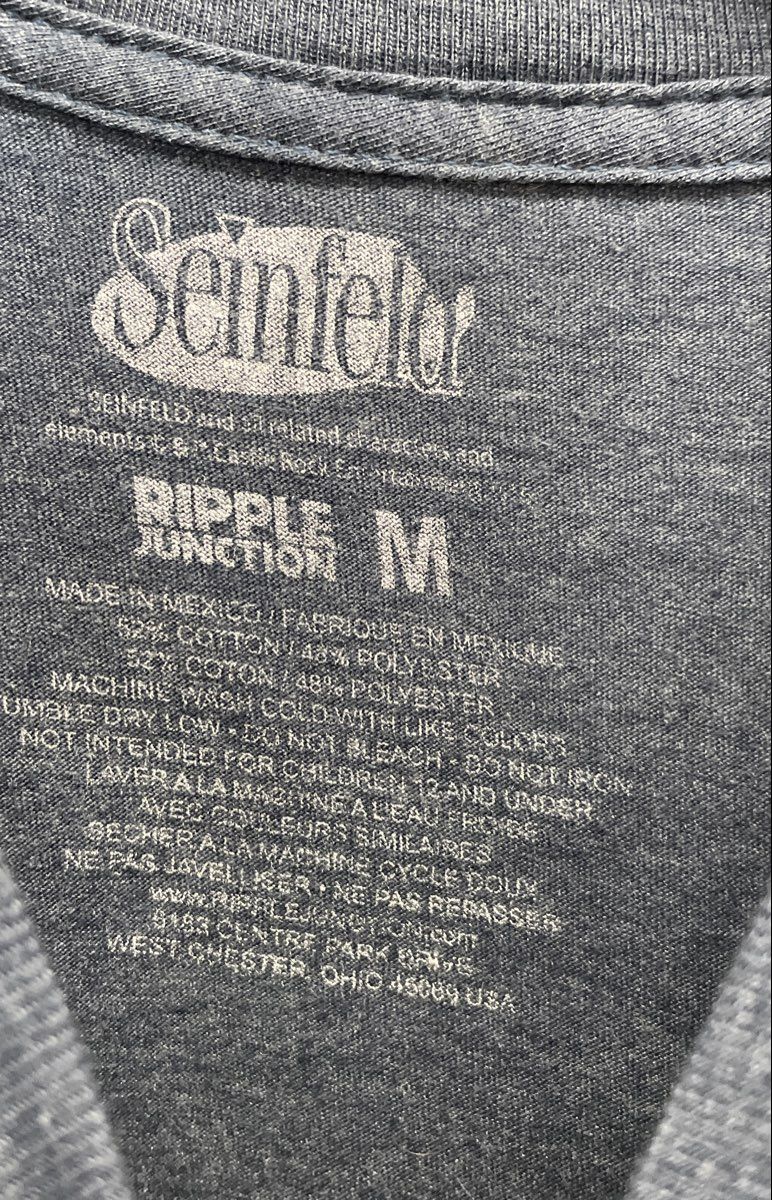 Seinfeld No Soup For You Blue Graphic T-Shirt Reprint Ripple Junction Sz M