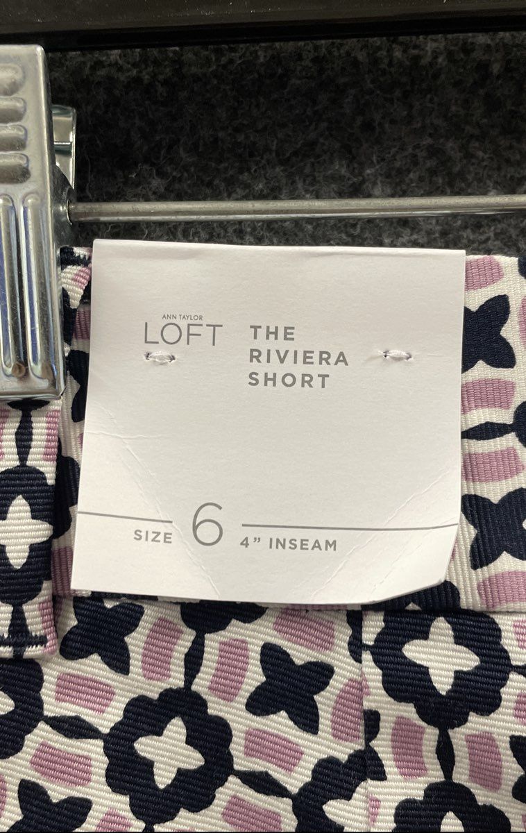 Ann Taylor Loft Women's Purple Geometric Riviera Shorts 4" Inseam Sz 6 NWT