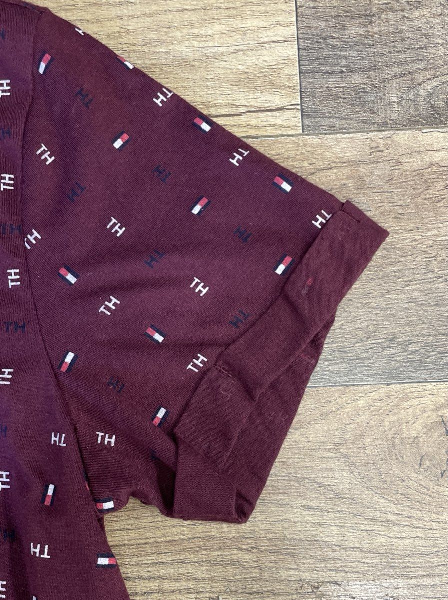 Tommy Hilfiger Women's Maroon Logo Print Sleep Shirt Pajama Top Sz S
