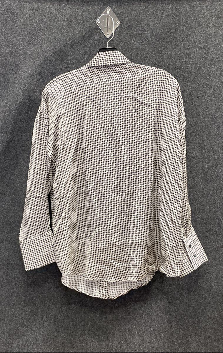 Dixie Women's Black White Houndstooth Viscose Button Down Blouse Sz S NWT