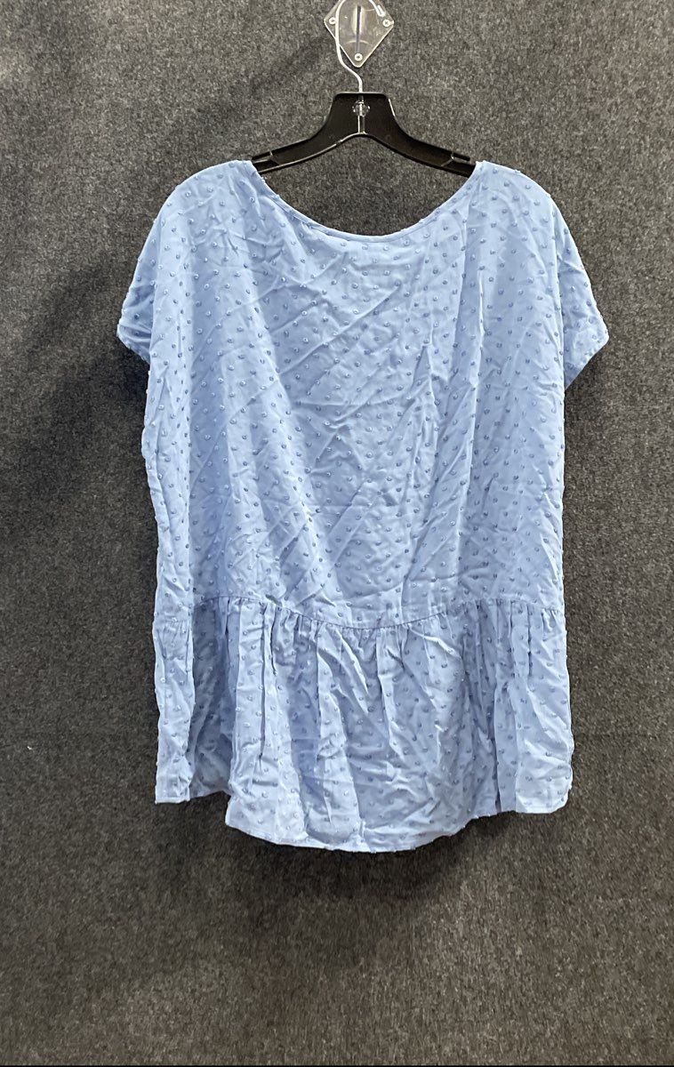Northern Reflections Women's Blue Rayon Swiss Dot Tiered Hem Blouse Sz XL NWT