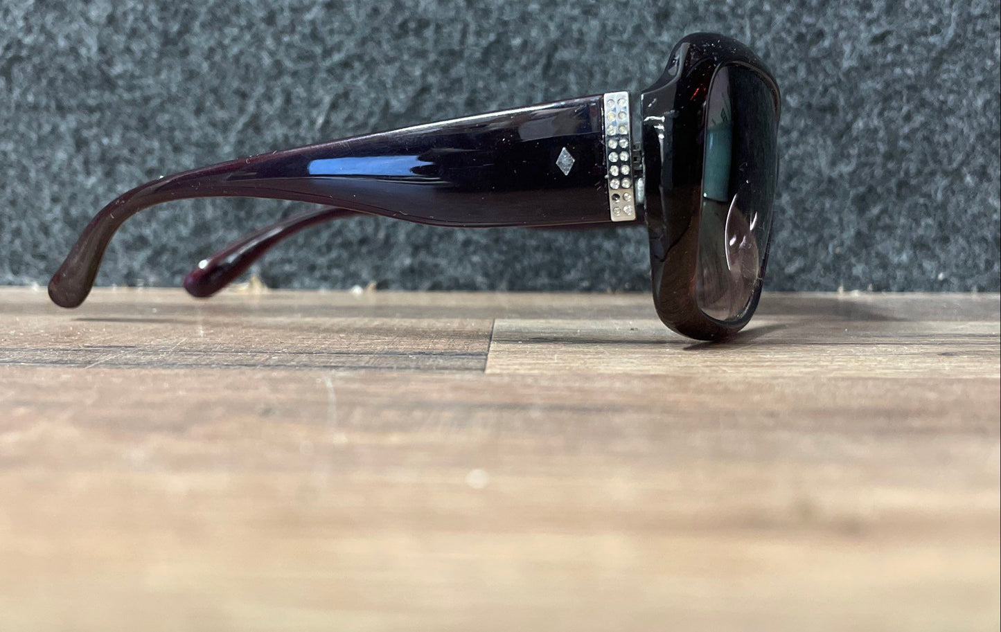 Fossil Women's Sunglasses Burgundy Oversized Rhinestone Accent